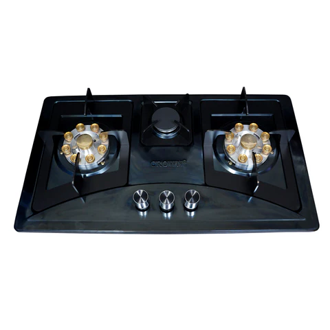 Crown CR-15B Built-In Gas Hob - 3 Burner Black Stainless Steel Cooktop for Modern Kitchens Crown CR-15B Built-In Gas Hob - 3 Burner Black Stainless Steel Cooktop for Modern Kitchens