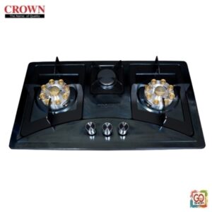 Crown Gas Built-in Hob CR-15B (3 Burner) Stainless Steel - Black