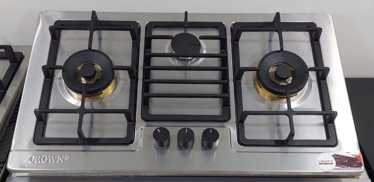 Crown Gas Built-in Hob CR-3114 (3 Burner) Stainless Steel - Silver Crown Gas Built-in Hob CR-3114 (3 Burner) Stainless Steel - Silver