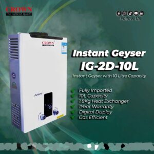 Crown Instant Geyser IG-2D-NG (10 Litre) Gas Instant Water Heater