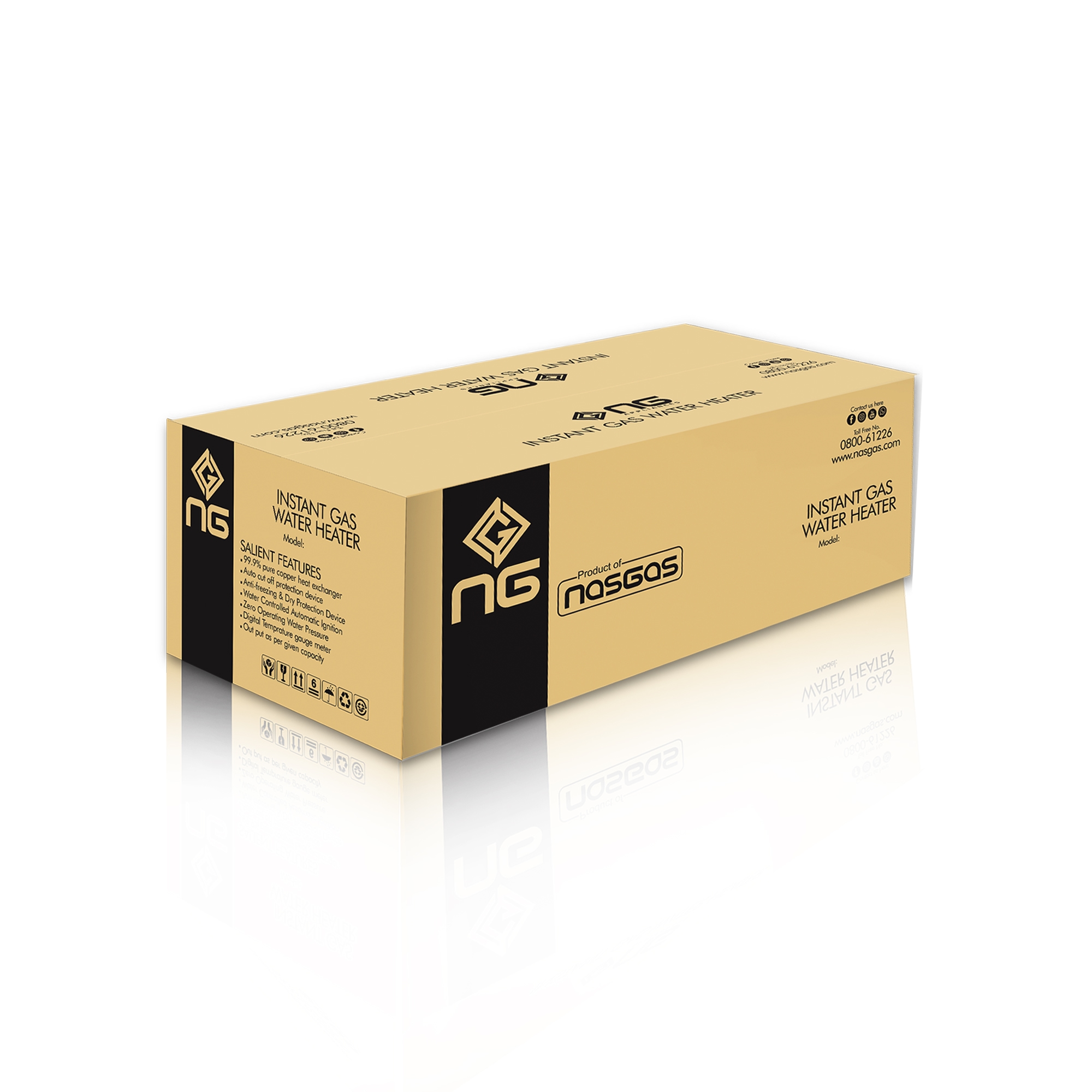 Nasgas DG-07L Gold 7 Litres Gas Instant Geyser - Instant Water Heater box Nasgas DG-07L Gold 7 Litres Gas Instant Geyser - Instant Water Heater