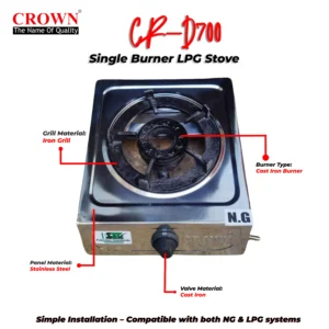 Goshop Online Shopping Crown Gas Stove CR-700 (1 Burner) Automatic - Stainless Steel