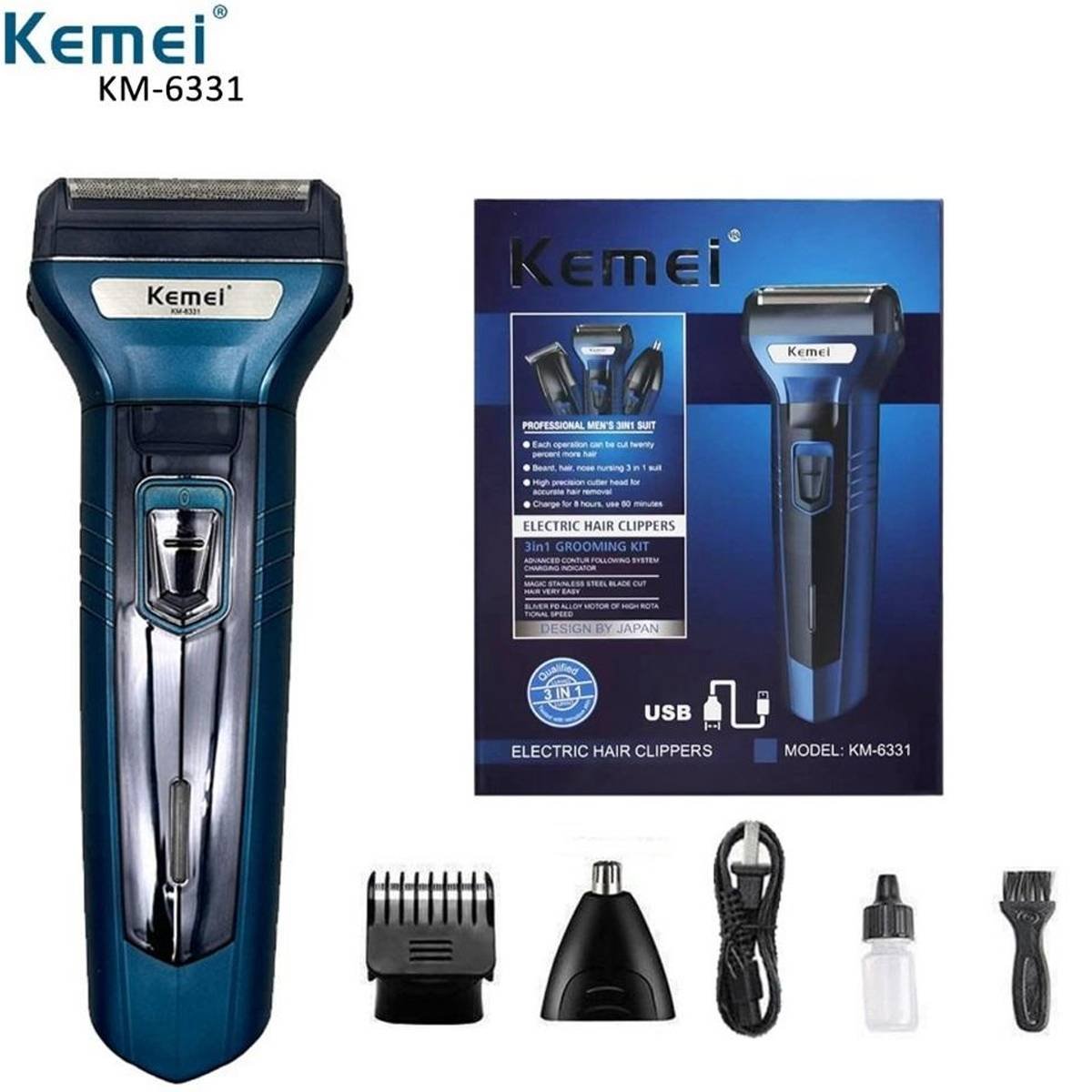 Kemei KM-6331 (3 in 1) Grooming Kit with USB Charging Kemei KM-6331 (3 in 1) Grooming Kit with USB Charging