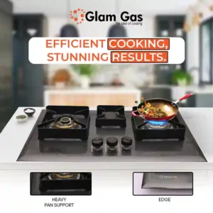 Glam Gas Built-in Hob Black Berry 3 Burner - Stainless Steel
