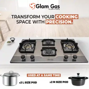Glam Gas Built-in Hob Ford-11 (4 Burner, 34 Inch) Stainless Steel