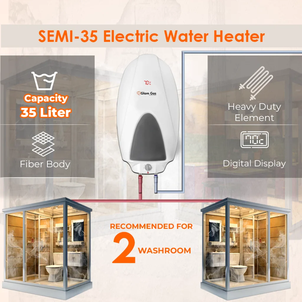 Glam Gas Water Heater Semi-35 Electric Geyser 35Ltr Glam Gas Water Heater Semi-35 Electric Geyser 35Ltr