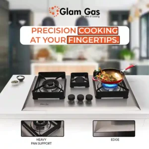 Goshop Online Shopping GlamGas D-Cut 3 Burner - Stainless Steel - Modern Built-In Hob