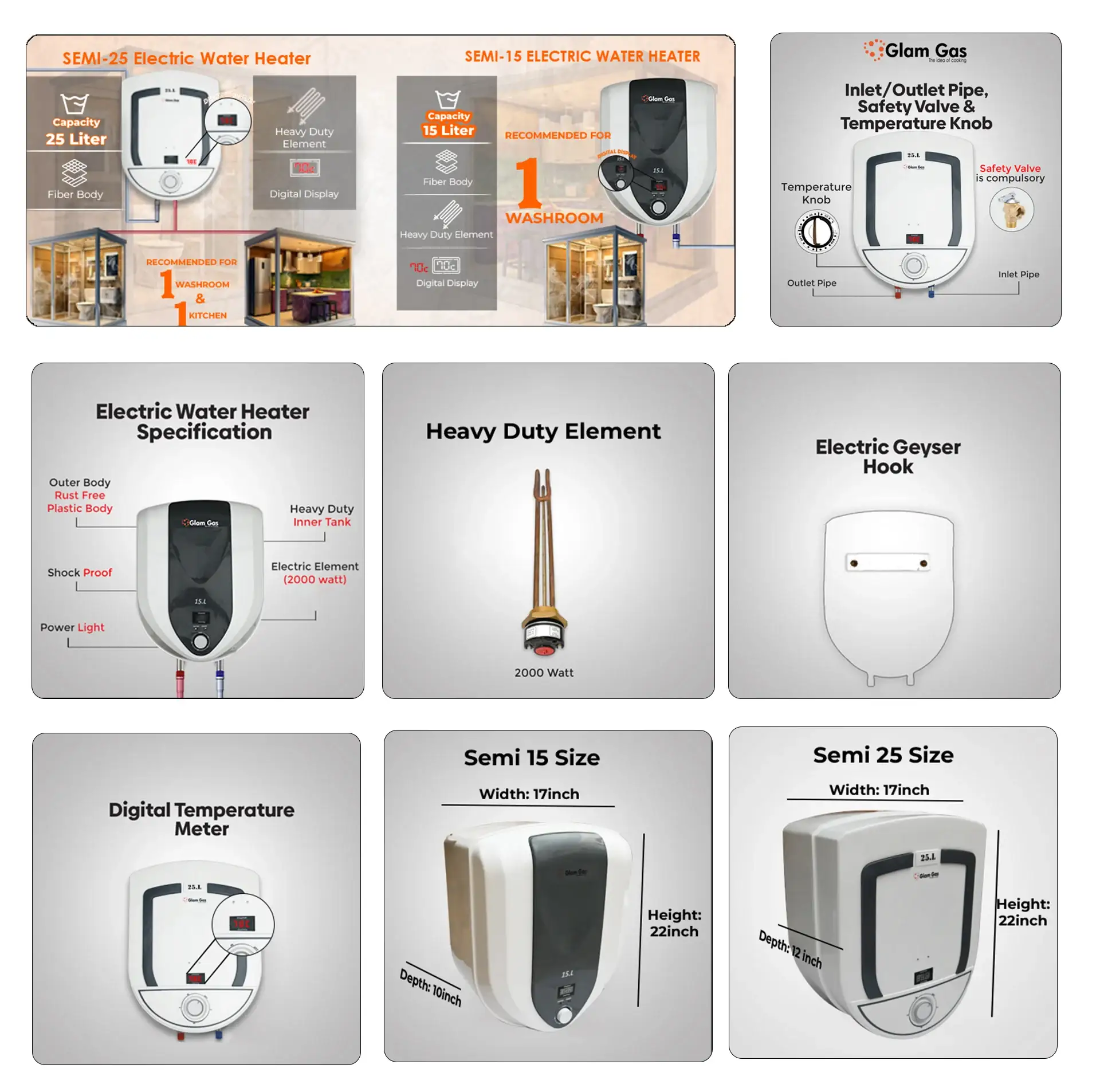 GlamGas Electric Geyser GlamGas Electric Geyser