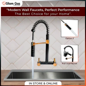 Goshop Online Shopping Glam Gas Faucet Wall 11-12 Ring Black Stainless Steel Kitchen Tap