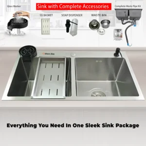 Glam Gas Kitchen Sink Lifestyle 12 - Double Bowl Stainless Steel Basin
