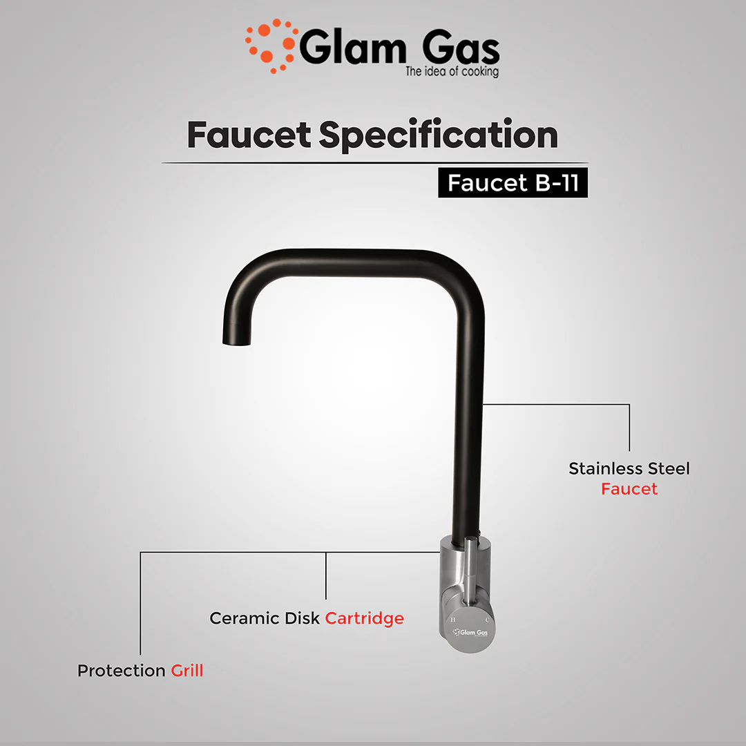 GlamGas B-11 Faucet Stainless Steel Kitchen Tap, Nalka, Tuti, Nal GlamGas B-11 Faucet Stainless Steel Kitchen Tap, Nalka, Tuti, Nal