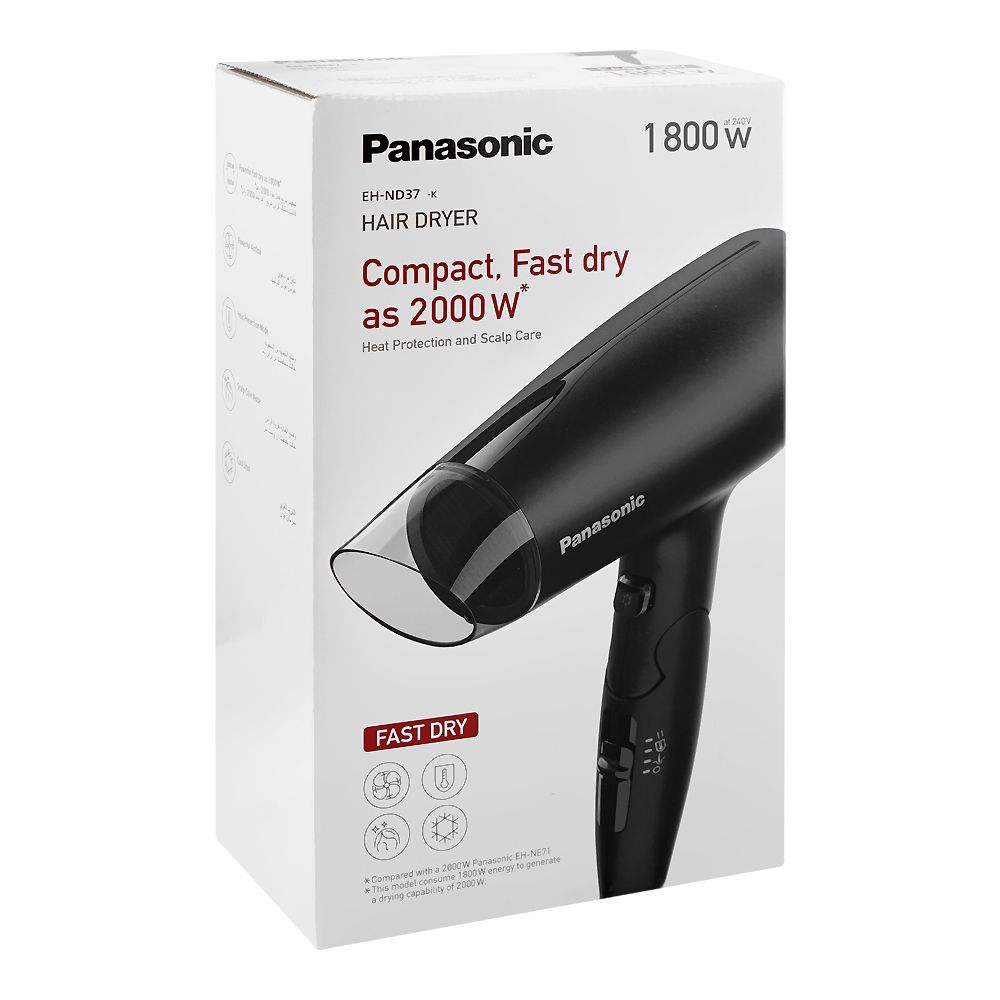Panasonic EH-NA37-K Foldable Hair Dryer with Cool Air and Quick Dry Nozzle - 1200W BOX Panasonic EH-NA37-K Foldable Hair Dryer with Cool Air and Quick Dry Nozzle - 1200W BOX