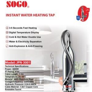 Sogo Electric Heating Faucet Tap JPN-3001 Electric Water Heater Steel